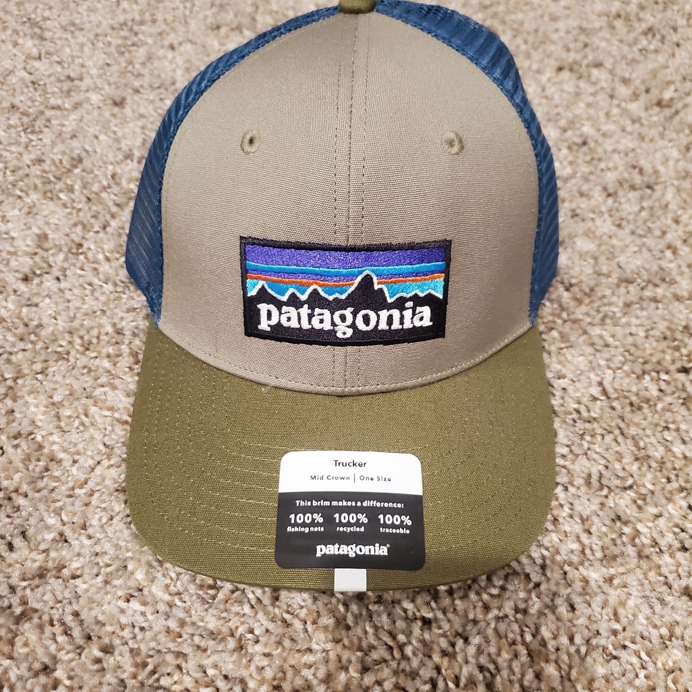 Patagonia Olive and Blue Trucker Hat